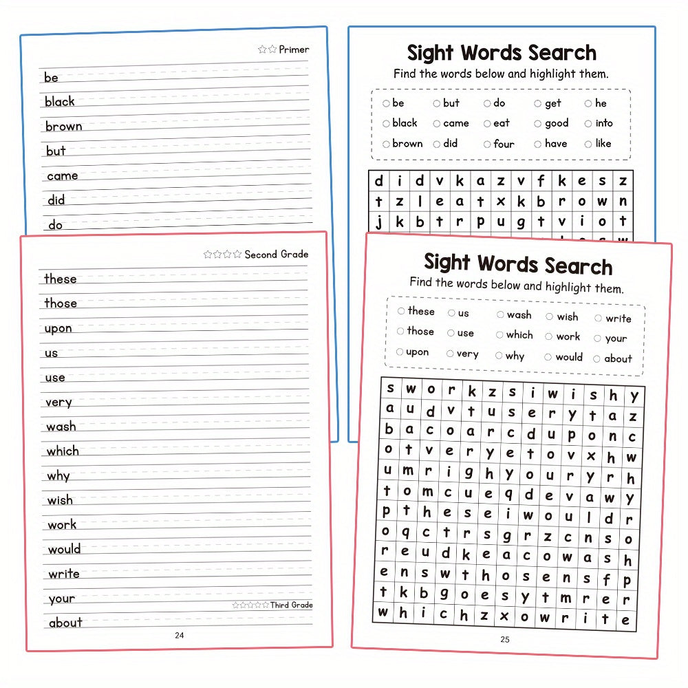 LACHILLY 220 Sight Words Workbook & Word Games for Preschool Kindergarten