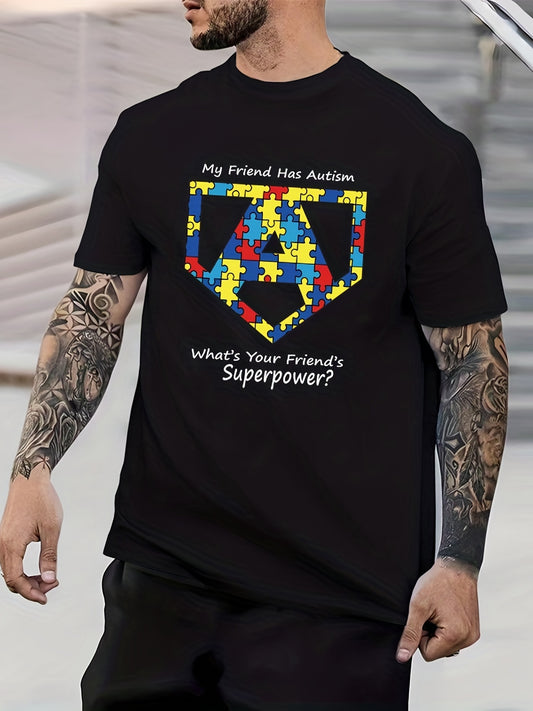 Geometric Pattern Basketball Print Men's Graphic Crew Neck T shirt