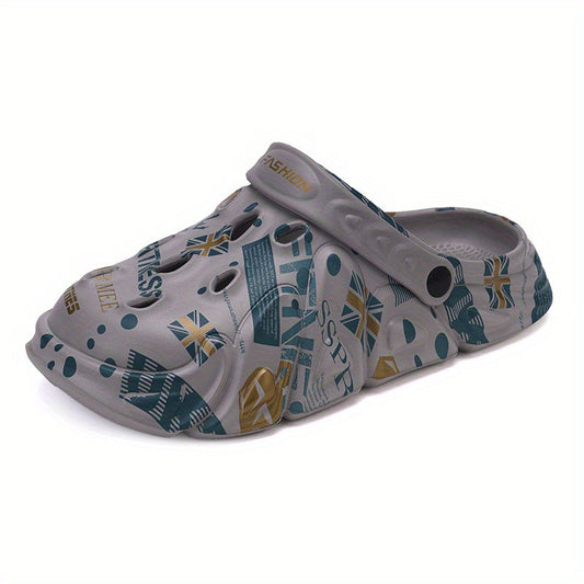 Men's Flag Graphic Print Clog Sandals Strap Casual Outdoor Walking Shoes