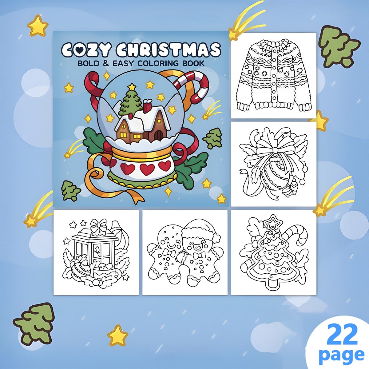 Deluxe Christmas Coloring Book 20x20cm Upgraded Edition