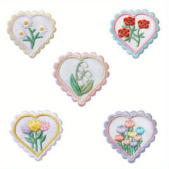 Heart Flower Iron On Patches for Kids Sew On Embroidered Applique