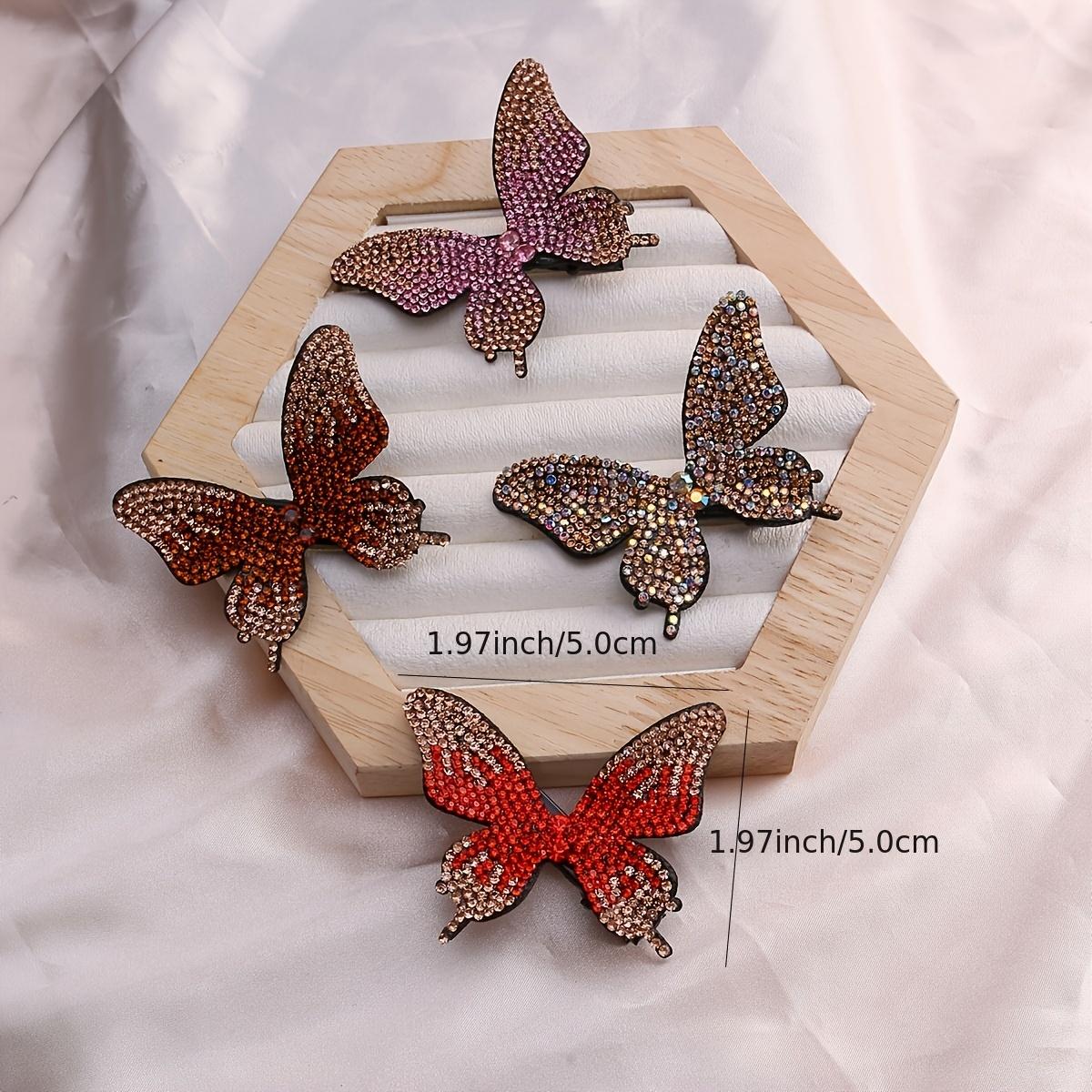 Rhinestone Butterfly Hair Clips Vintage Barrette Prom Accessories