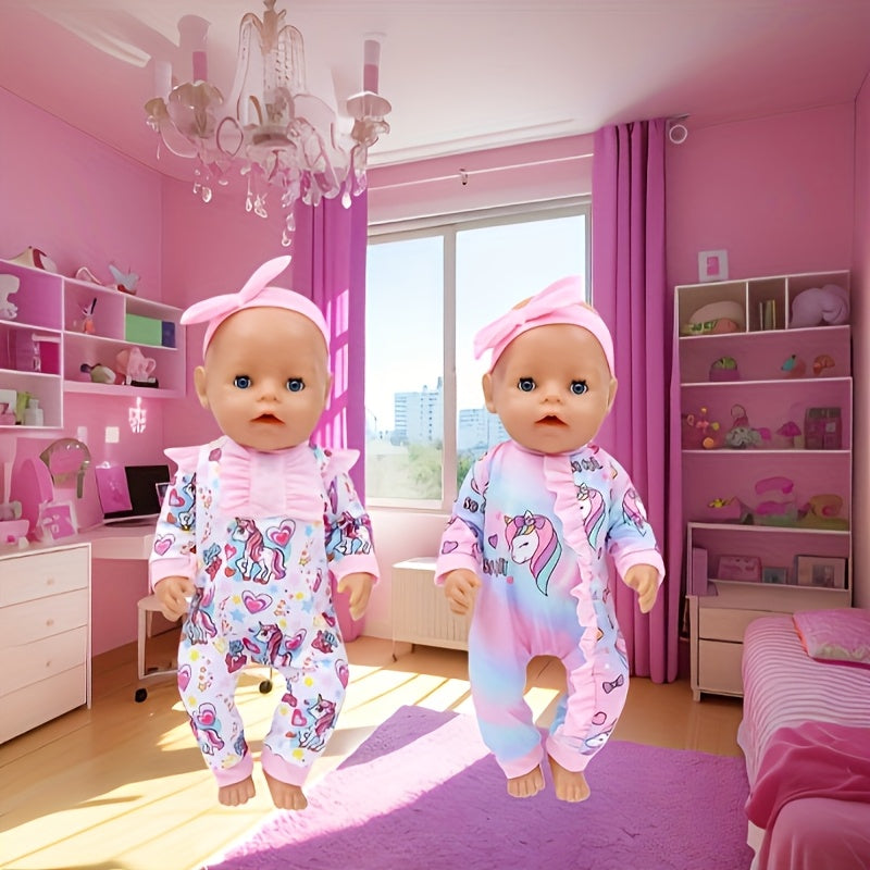 Purple Unicorn Doll Outfit Set with Headband for 18" Dolls