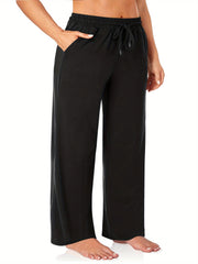  Casual Pants Women's Plus Solid Elastic Drawstring High Rise