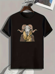 Goat Print Men's Graphic T shirt Casual Comfy Tees For Summer