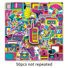 50pcs 80s Cartoon Graffiti Stickers Aesthetics Water Bottle Laptop Phone Decals