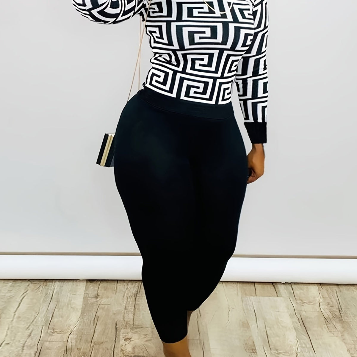  Geometric Print Shirt & Panties Set Casual Outfits