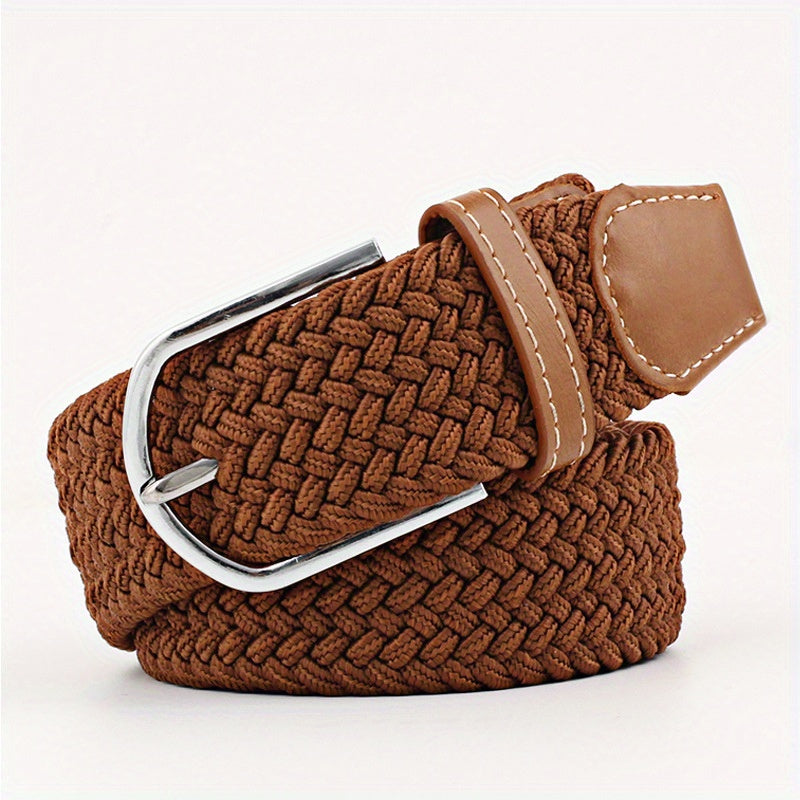 Stylish Casual Woven Elastic Belt No Need For Perforated Canvas Belt