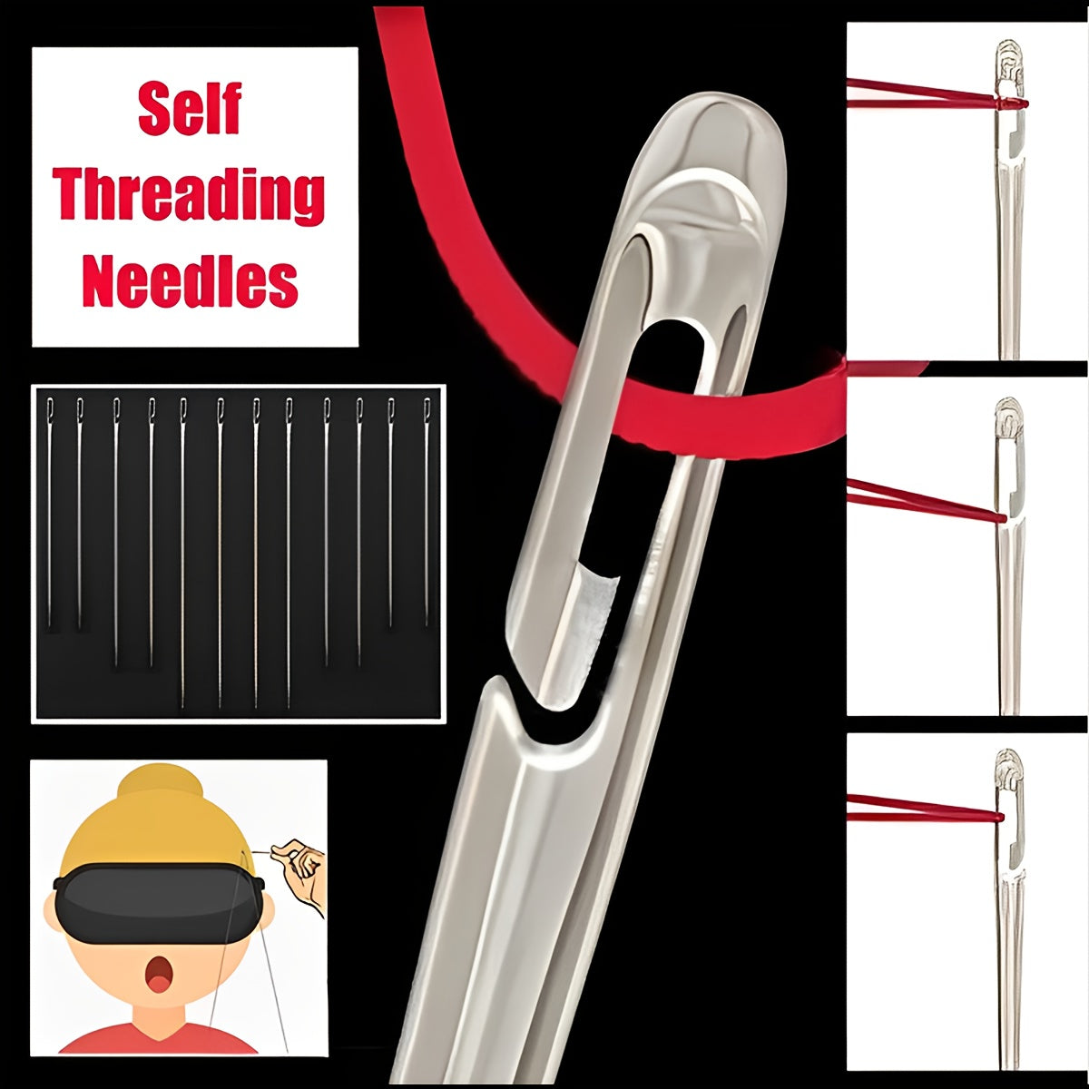 Self Threading Hand Sewing Needle for the Elderly DIY Size