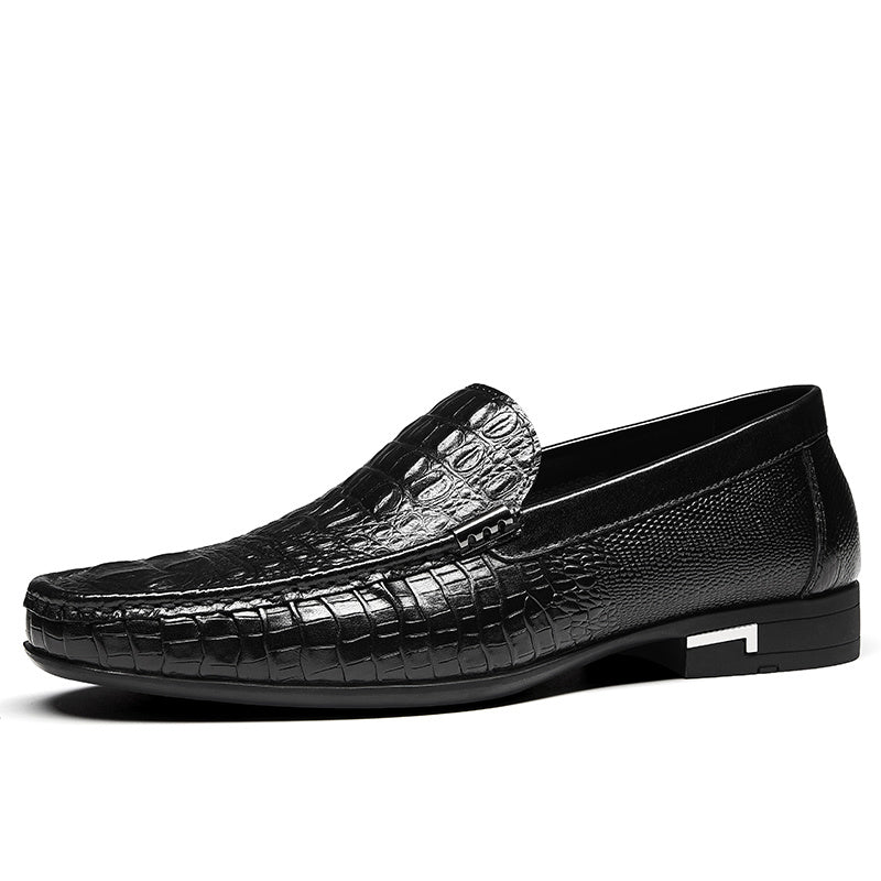 Men's Crocodile Embossed Leather Formal Shoes Pointed Toe Slip On Dress Shoes