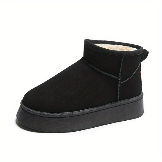 Women's Plush Lined Ankle Boots Platform Slip On Snow Boots