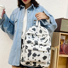 Cow Pattern Backpack Large Capacity School Bag Zipper Casual Backpack & Purse
