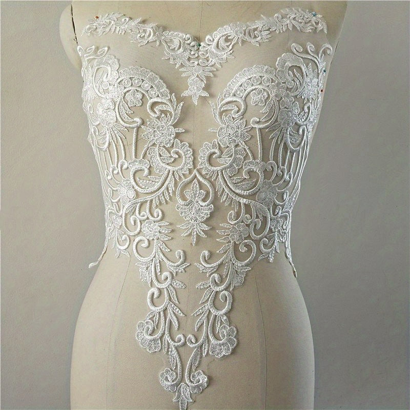 Flower Sequin Hollow Embroidery Lace Wedding Bridal Patch DIY