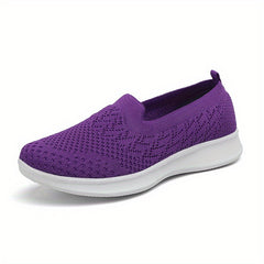 Women's Breathable Knit Flat Shoes Lightweight Low Top Slip On Shoes