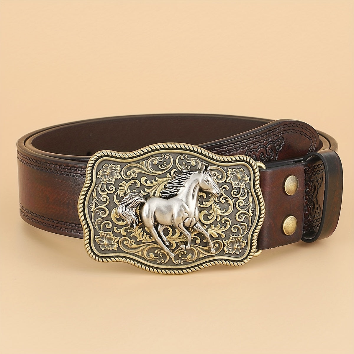 Western Cowboy Vintage Buckle Leather Belt