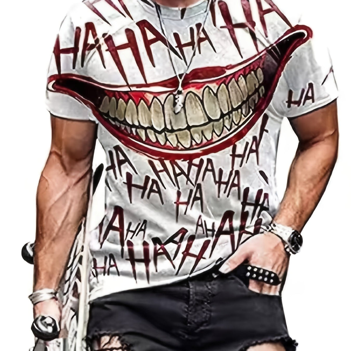 Men's Breathable Funny Mouth Print T-Shirt