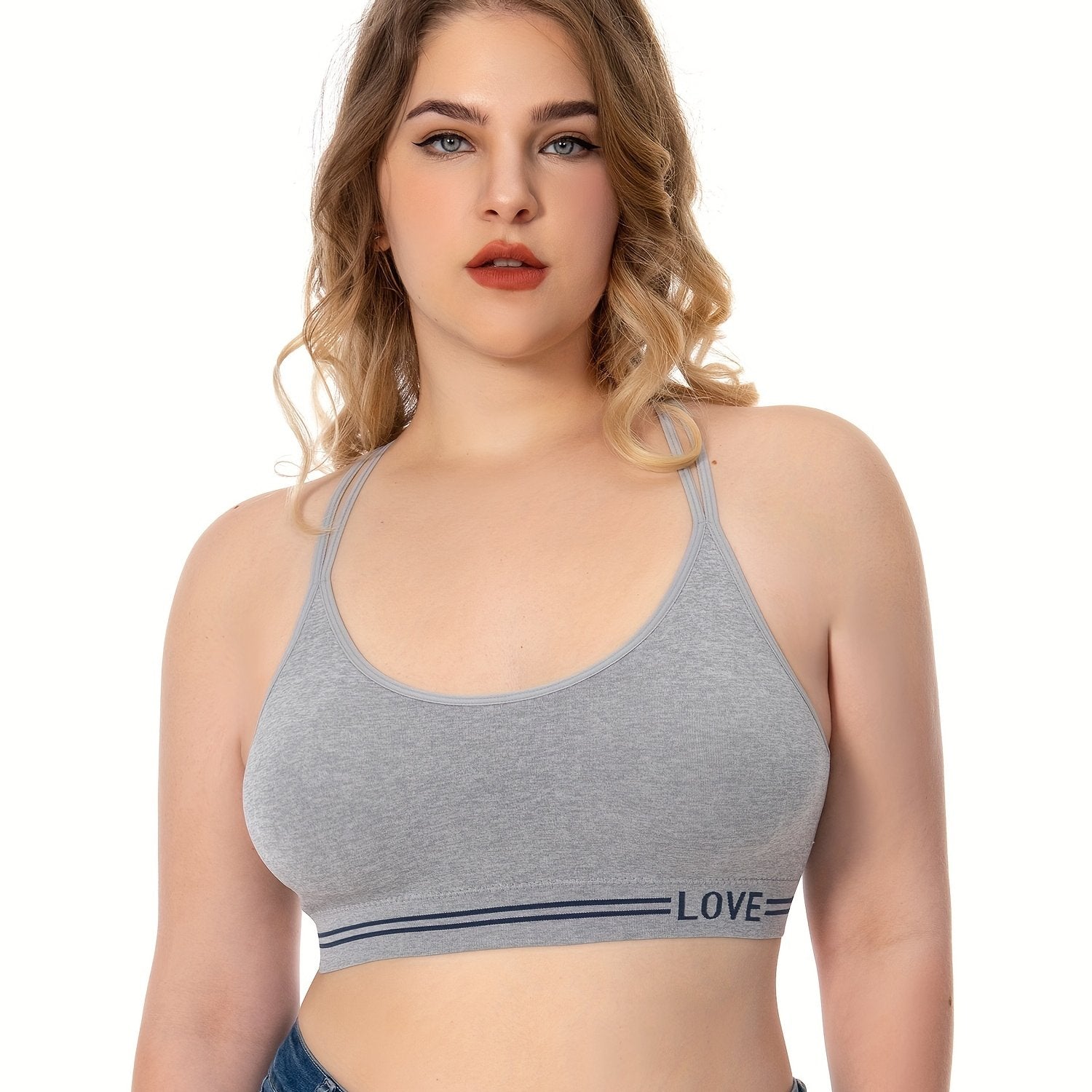  Sports Bra High Stretch Split Strap Cross Back Sports Bra