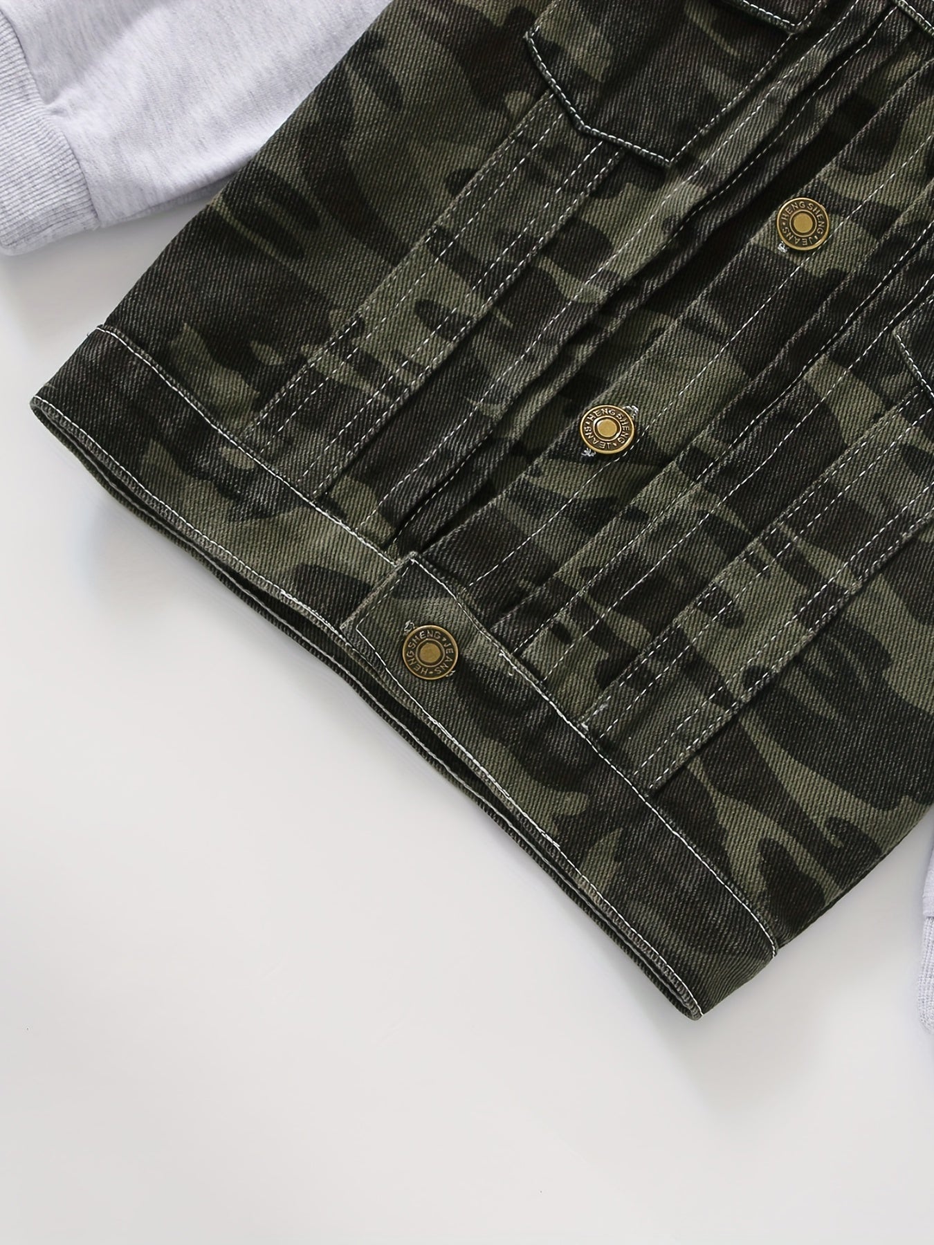 Camouflage Hooded Denim Jacket for Toddler Boys