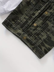 Camouflage Hooded Denim Jacket for Toddler Boys