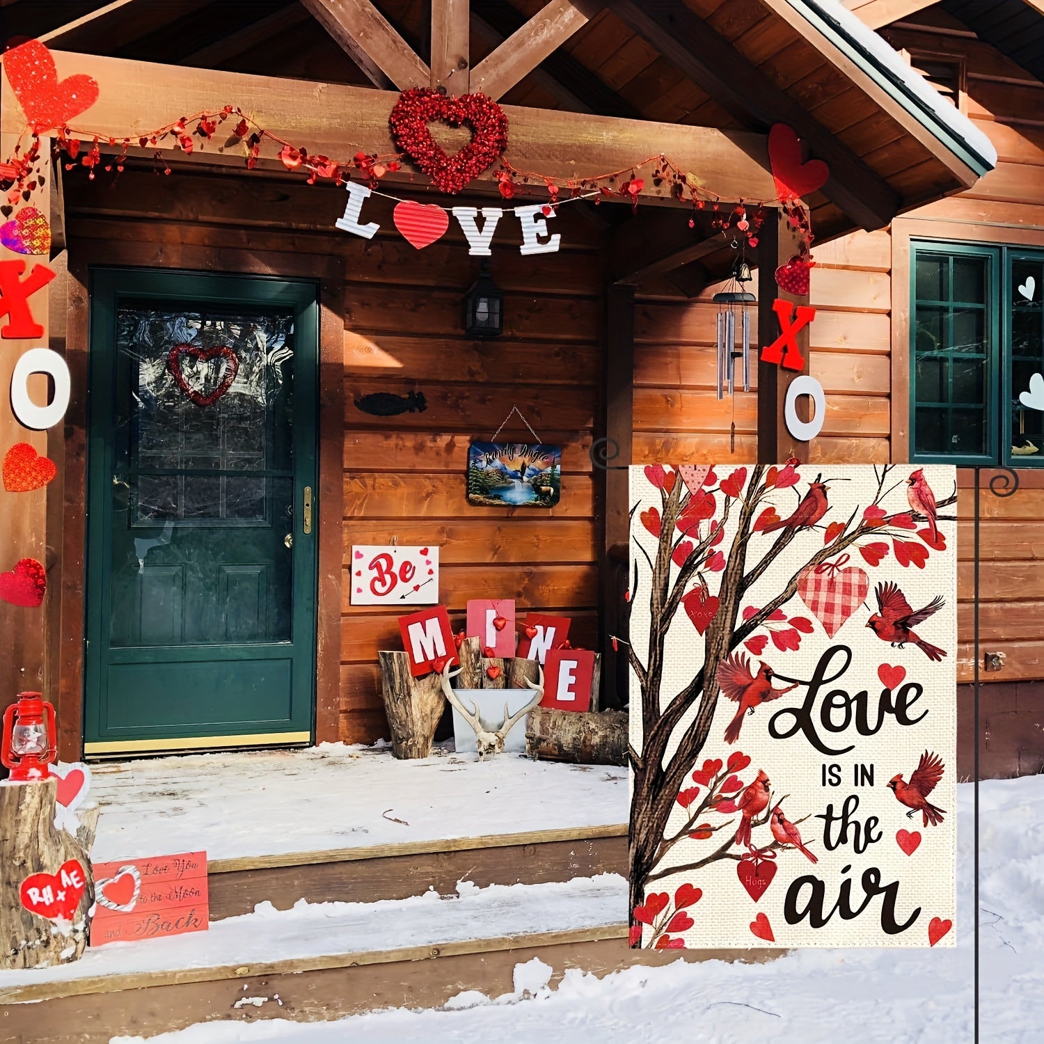 Valentine Floral Garden Flag Double Sided Red Anniversary Yard Outdoor Flag