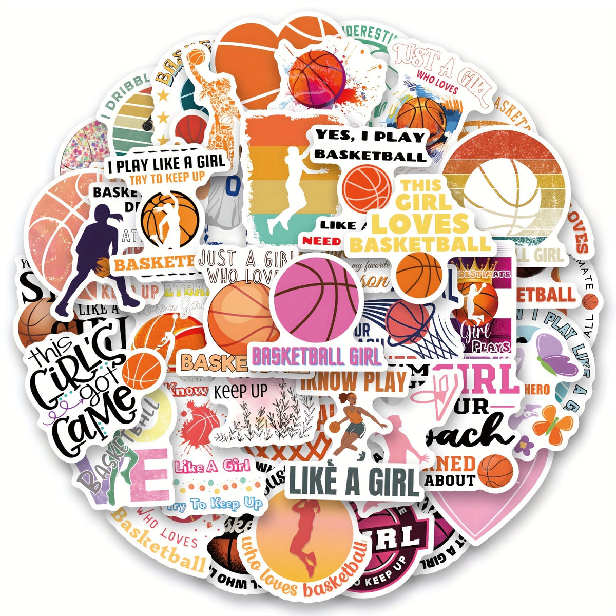 60pcs Girl Basketball Stickers Water Bottle Laptop Stickers For Girls