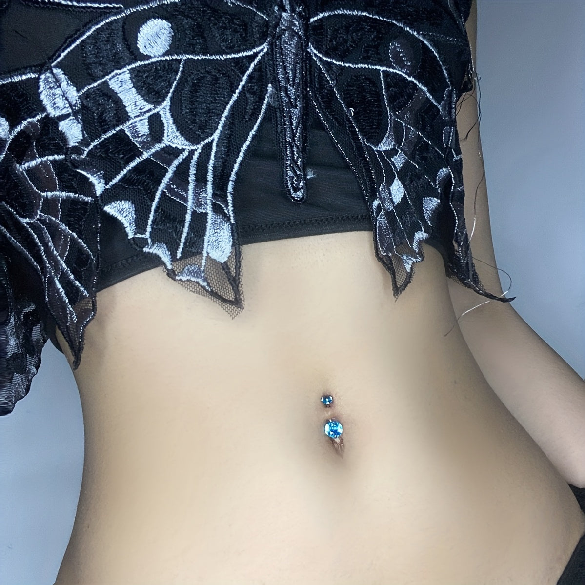 14G CZ Navel Barbell Stud Body Piercing