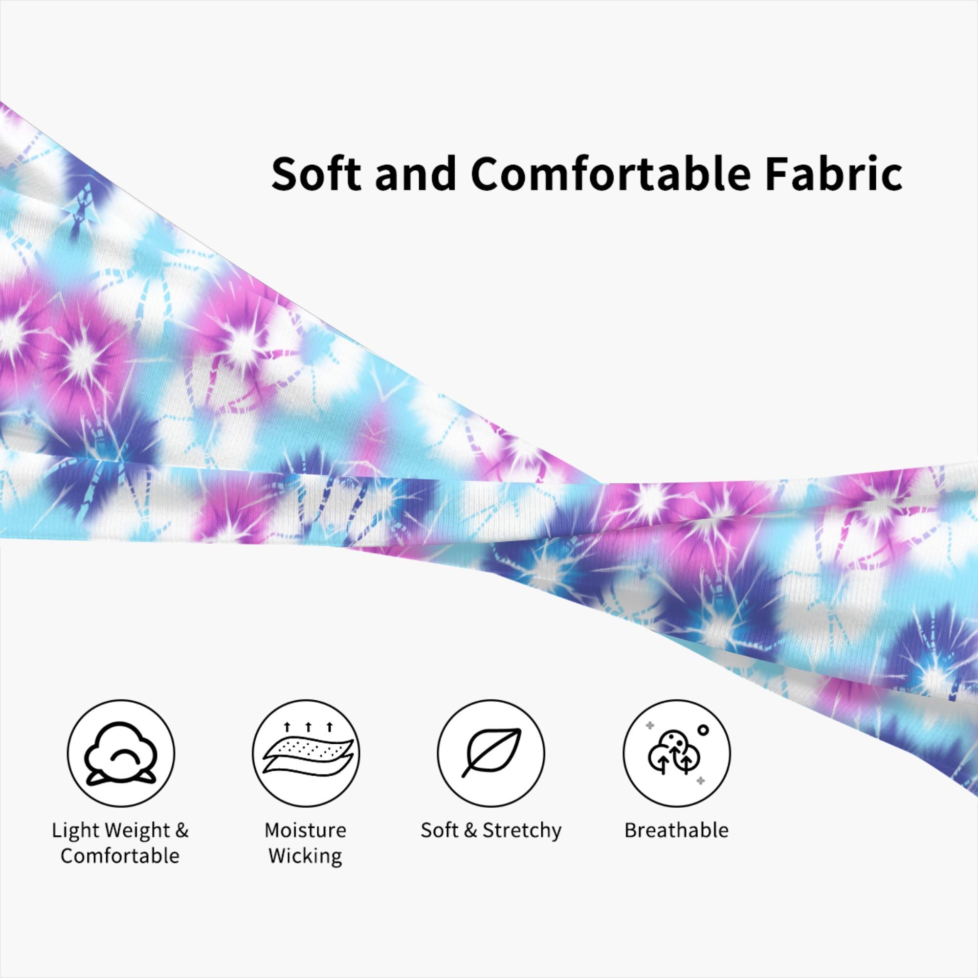 Tie Dye Headband Pink Sparkling Patterns Sports Casual Wear