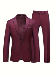 Men's Slim Fit 1 Button Suit Blazer and Pants Set