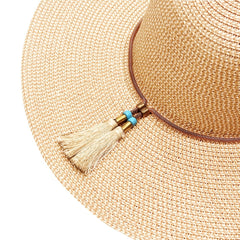 Boho Sun Hat Tassel Chain Decor Straw Beach Hat