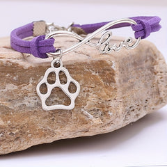 Pet Memorial Bracelet Number 8 Shape Dog Paw Charms