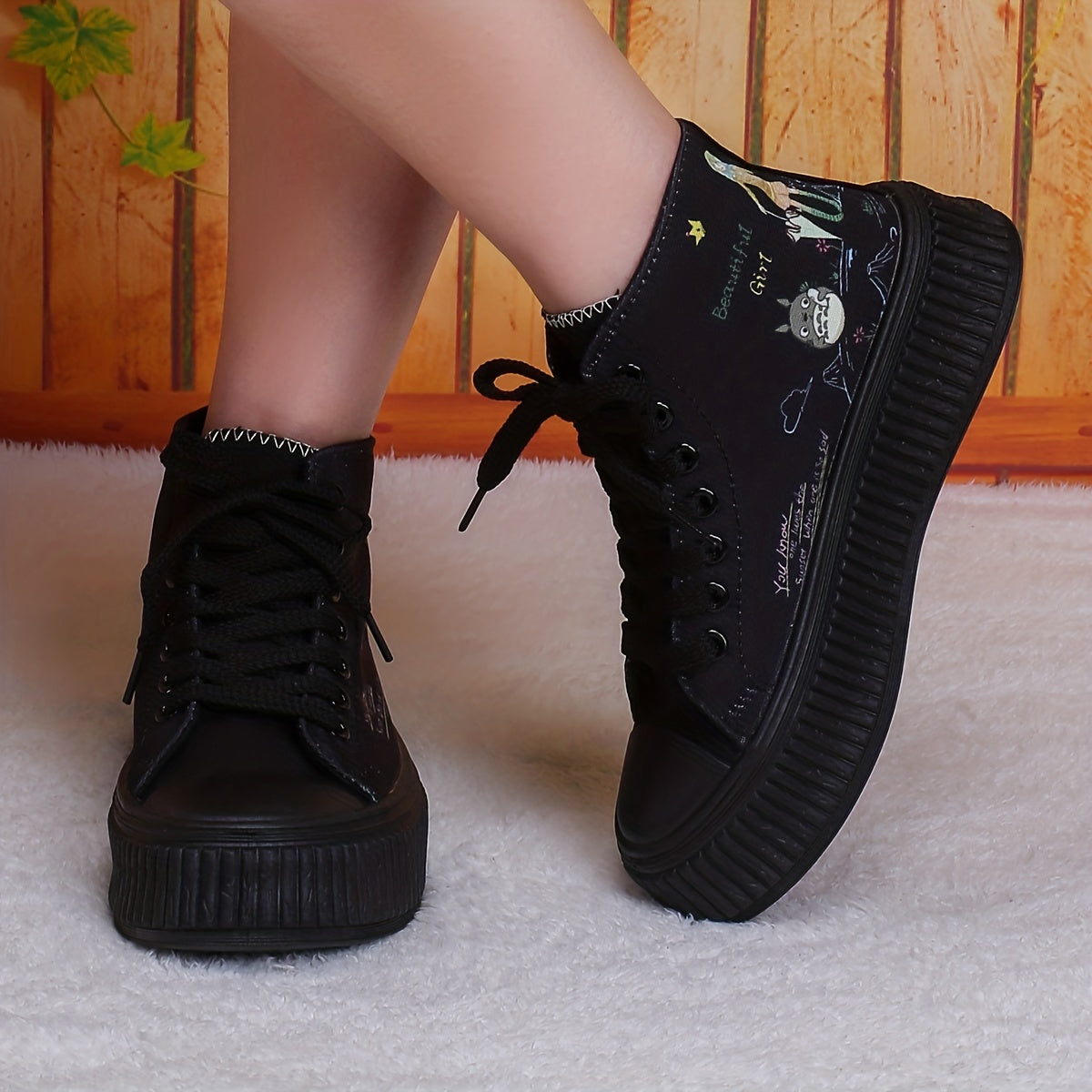 Women's Cartoon Print Canvas High Top Sneakers