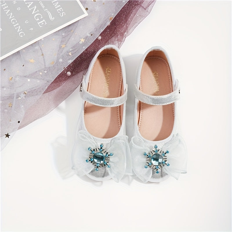 Bowknot Diamond Princess Shoes Girls Non Slip Flat Sole Party School