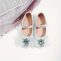 Bowknot Diamond Princess Shoes Girls Non Slip Flat Sole Party School