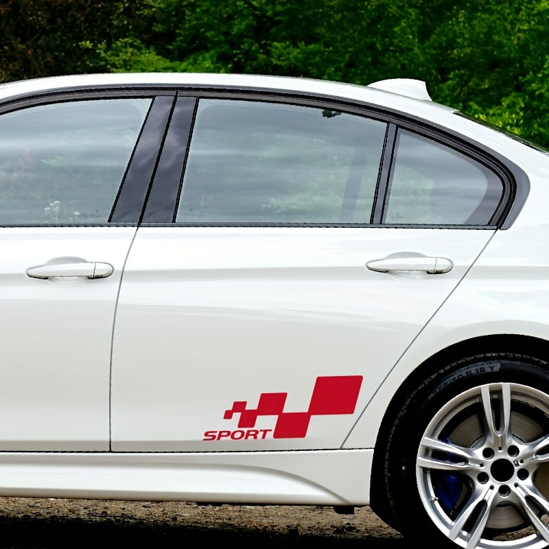 2pcs Reflective Racing Lattice Car Stickers. Square Graphic Design