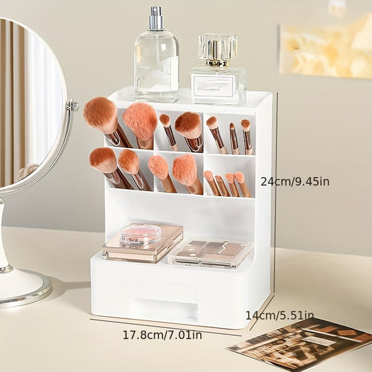 Makeup Organizer with Brush Holder and Drawer