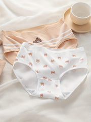 5pcs Cartoon Bear Pattern Triangle Panties for Girls 95% Cotton Underwear