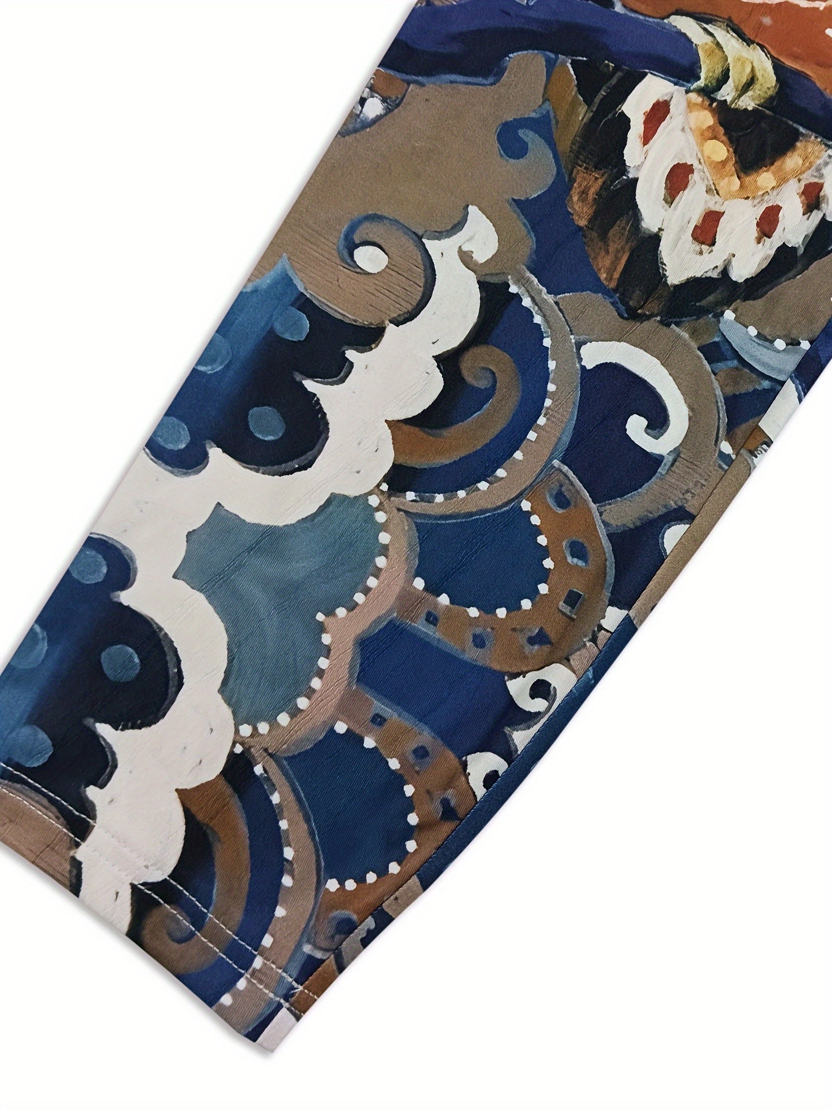  Tribal & Owl Print Elastic High Rise Skinny Pants