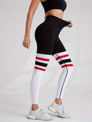 Striped Print Seamless Yoga Pants High Waist Stretchy Leggings