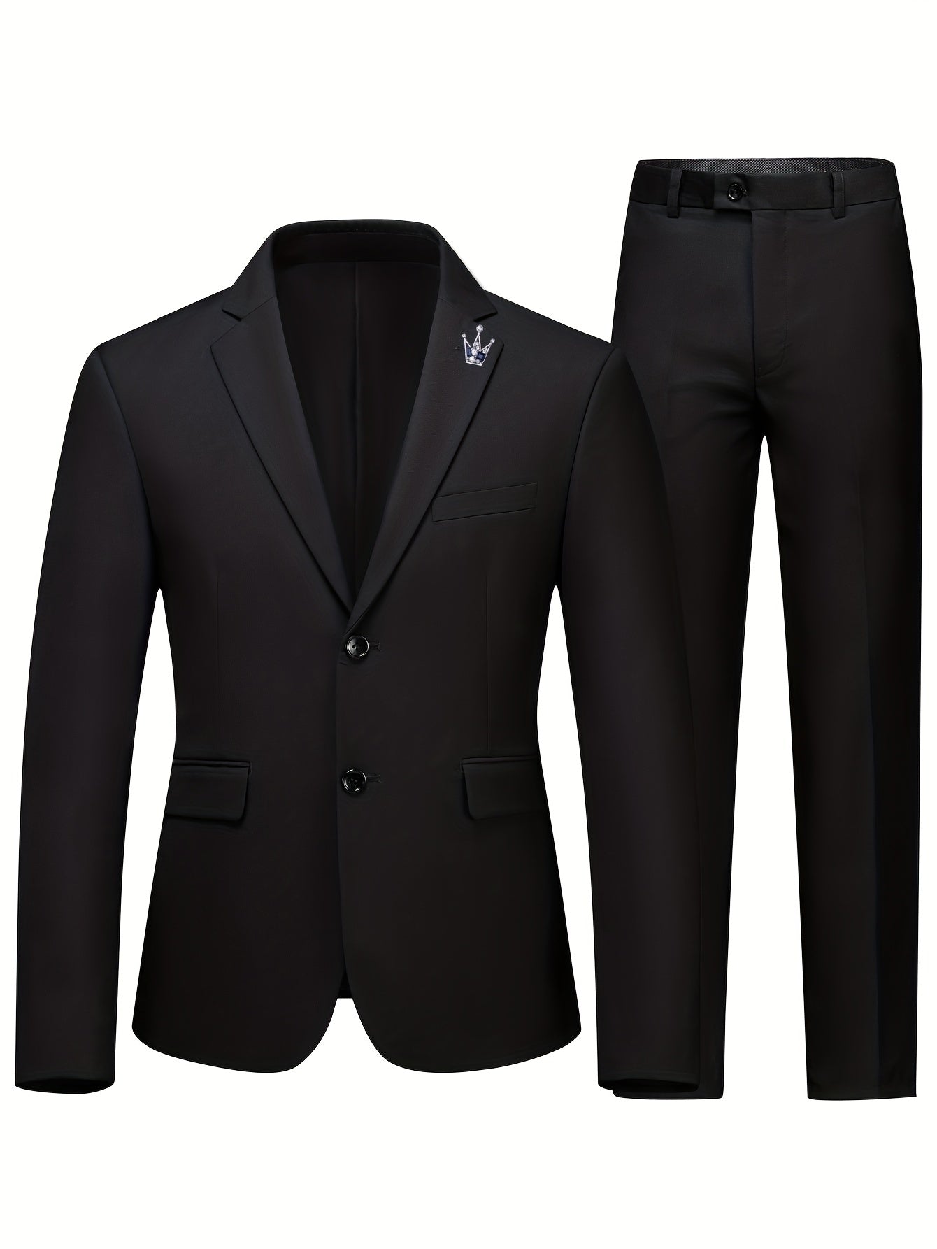 Men's Two Button Suit Jacket & Dress Pants Set - Business Dinner Wedding