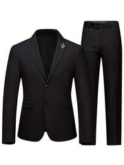 Men's Two Button Suit Jacket & Dress Pants Set - Business Dinner Wedding