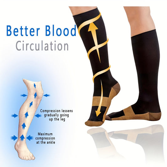 Copper Compression Socks for Men Women 20-30 mmHg Knee High Stockings