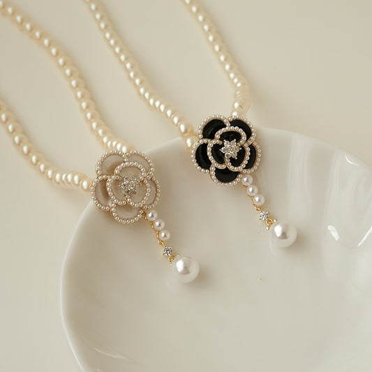 Camellia Pearl Necklace Sweet Flower Charms Jewelry Gift For Women
