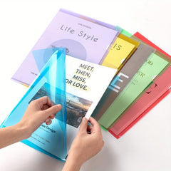 12pcs L-Shaped File Bags A4 Waterproof Dustproof Clear Plastic Fold