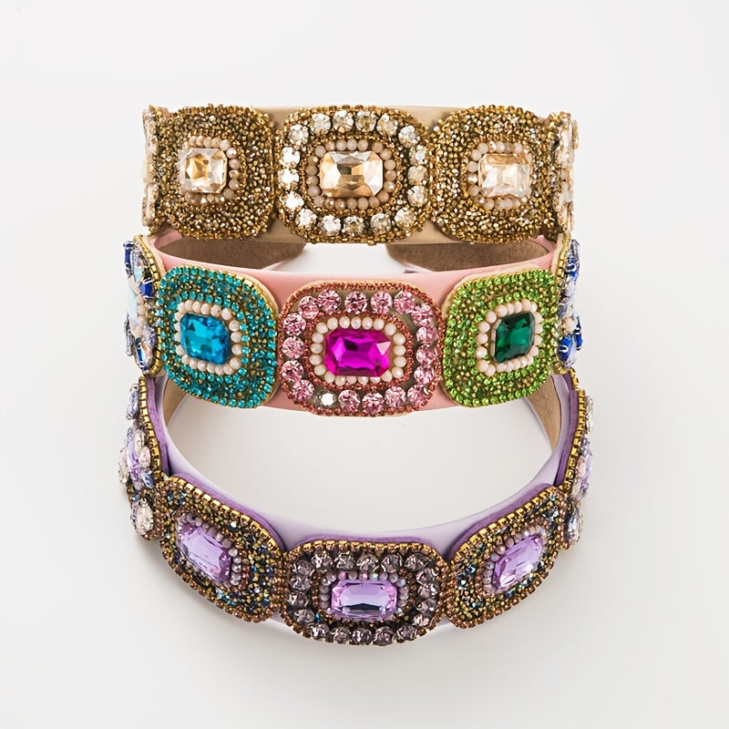 Colorful Crystal Flower Headband Baroque Rhinestone Hair Band