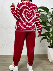  Tie Dye Heart Print Top & Joggers Set