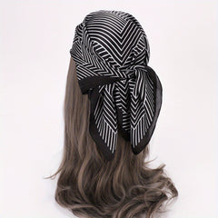 69 Stripe Print Satin Scarf Solid Silk Square Scarf Bandana Women