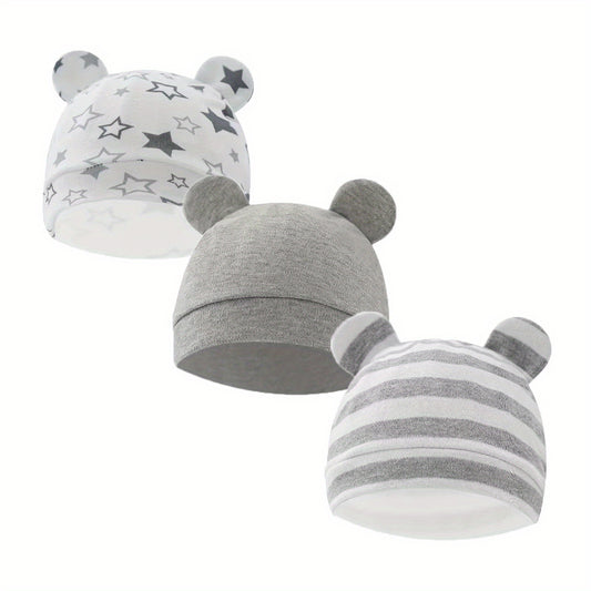 3pcs Baby Stripe Star Bear Ears Cap for Newborn Toddler Baby