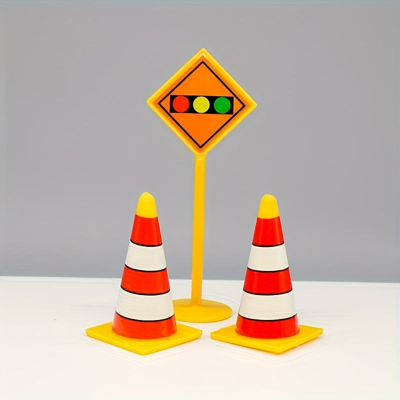 5pcs Mini Roadblock Toy Traffic Signs Decoration