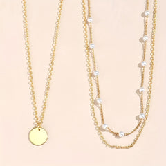 2pcs Faux Pearl Geometric Necklace Set