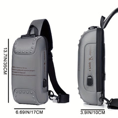 Anti-theft Chest Bag with Combination Lock, USB Fast Charging